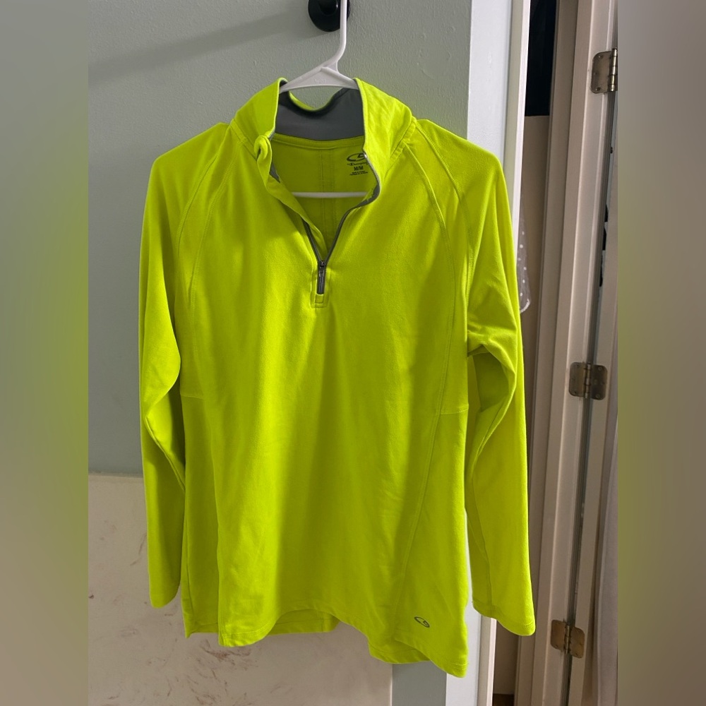 Champion Quarter-Zip Pullover Workout Bundle (Neon yellow/green and a coral top)
